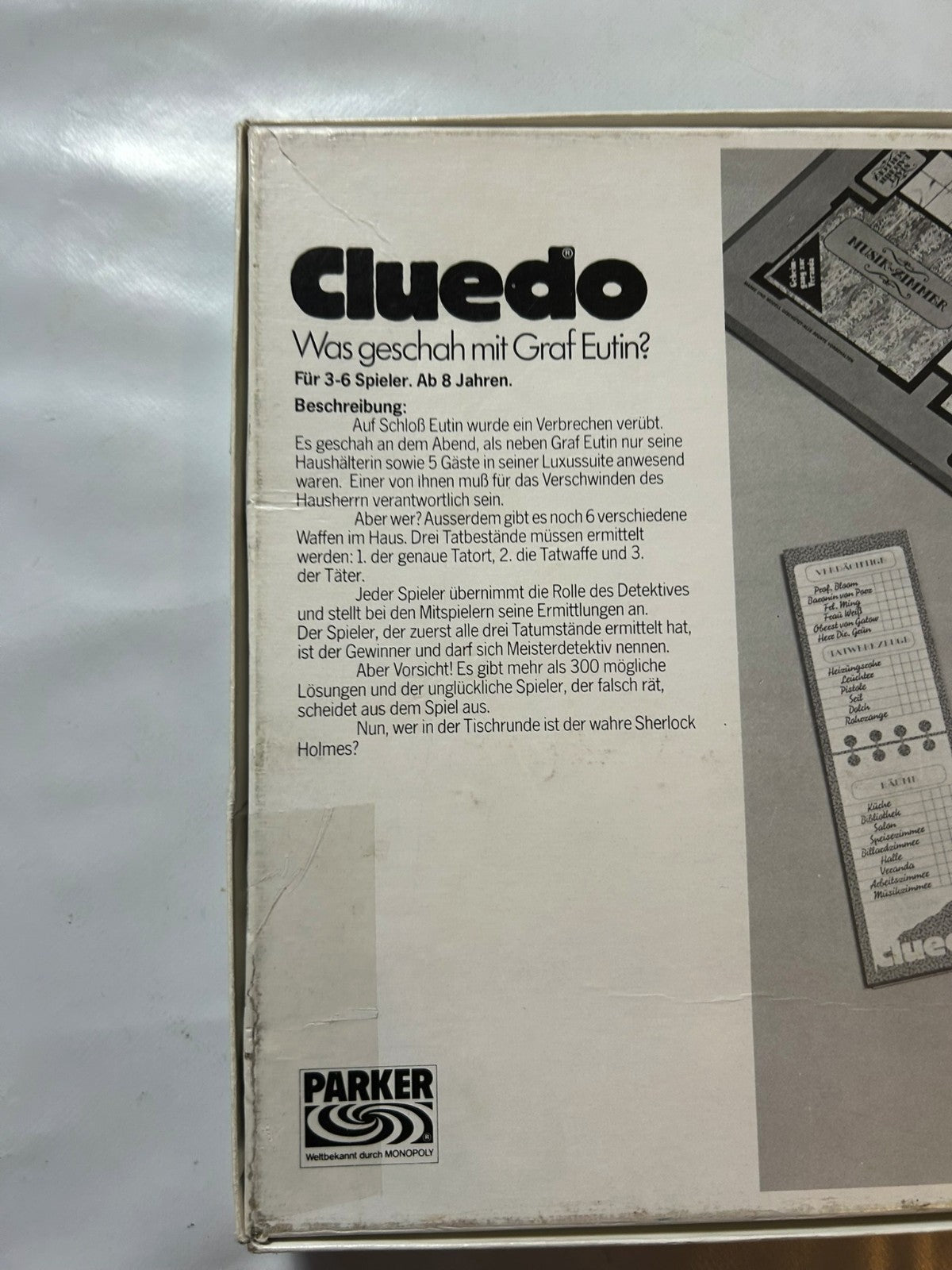CLUEDO Was geschah mit Graf Eutin? Parker 1992 Vollständig - Ansicht 13