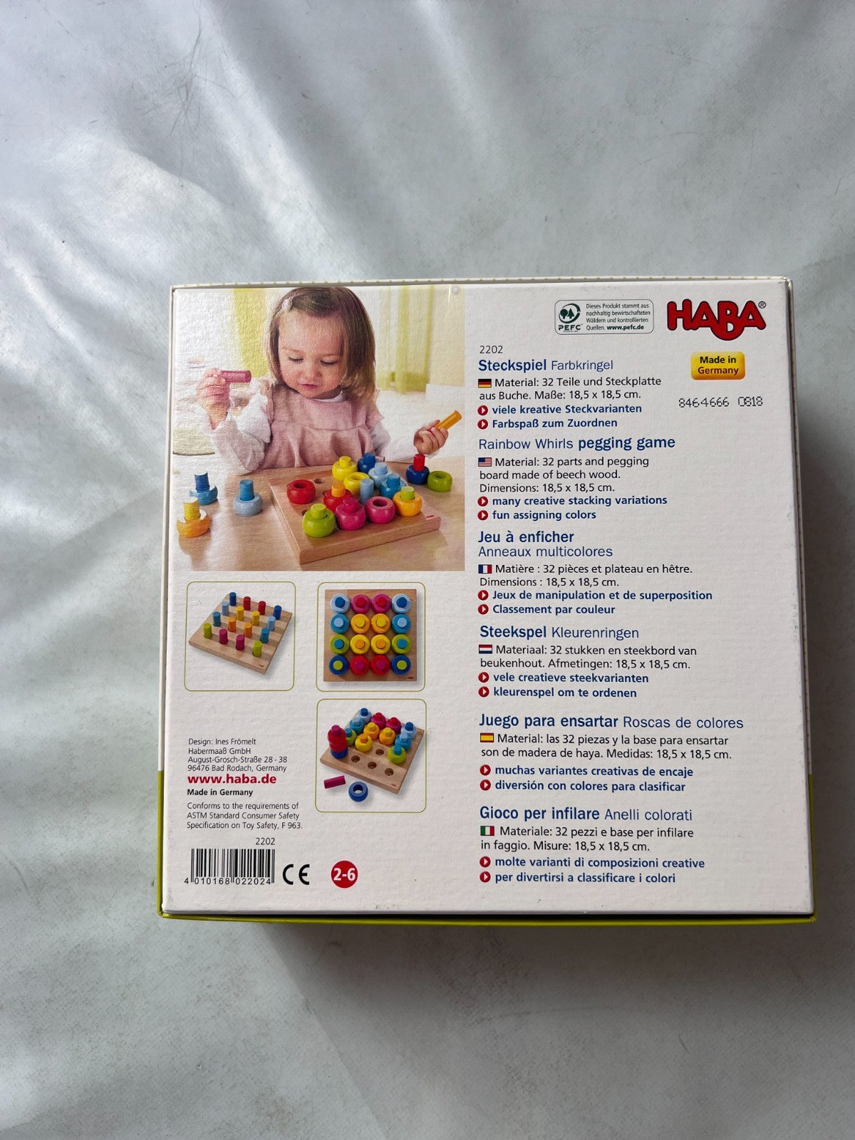 HABA Steckspiel Bunte Klötzchen Holz Motorikspielzeug Mehrfarbig - Vollständig - Ansicht 9