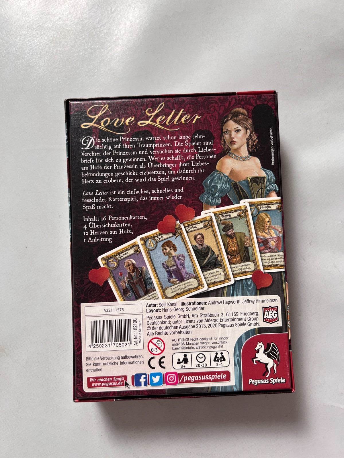 Love Letter Kartenspiel Pegasus AEG Deutsch - Vollständig - Ansicht 9