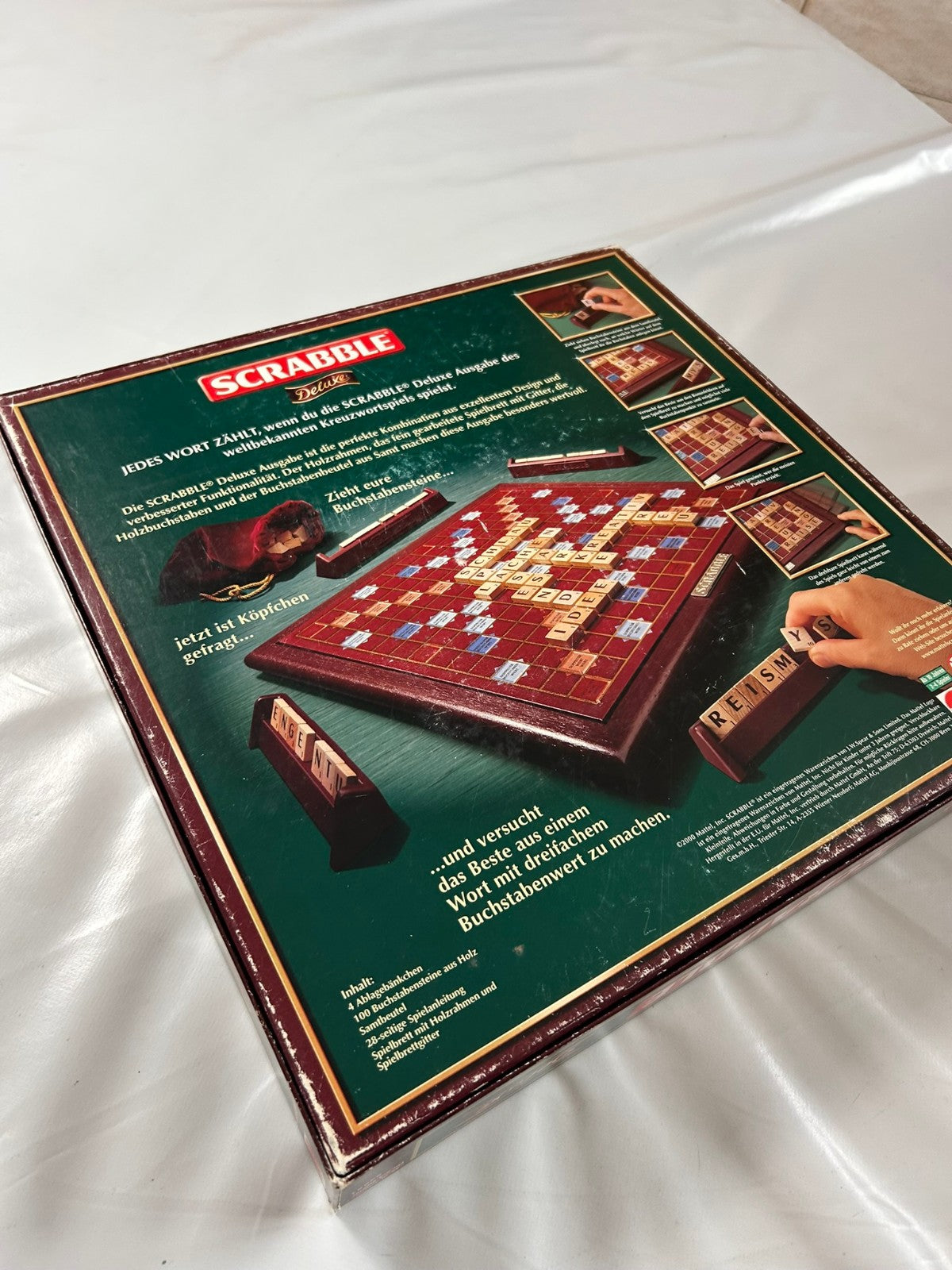 Scrabble Deluxe Spiel Mattel 2000 Spielbrett drehbar + Holzrahmen Vollstäng - Ansicht 13