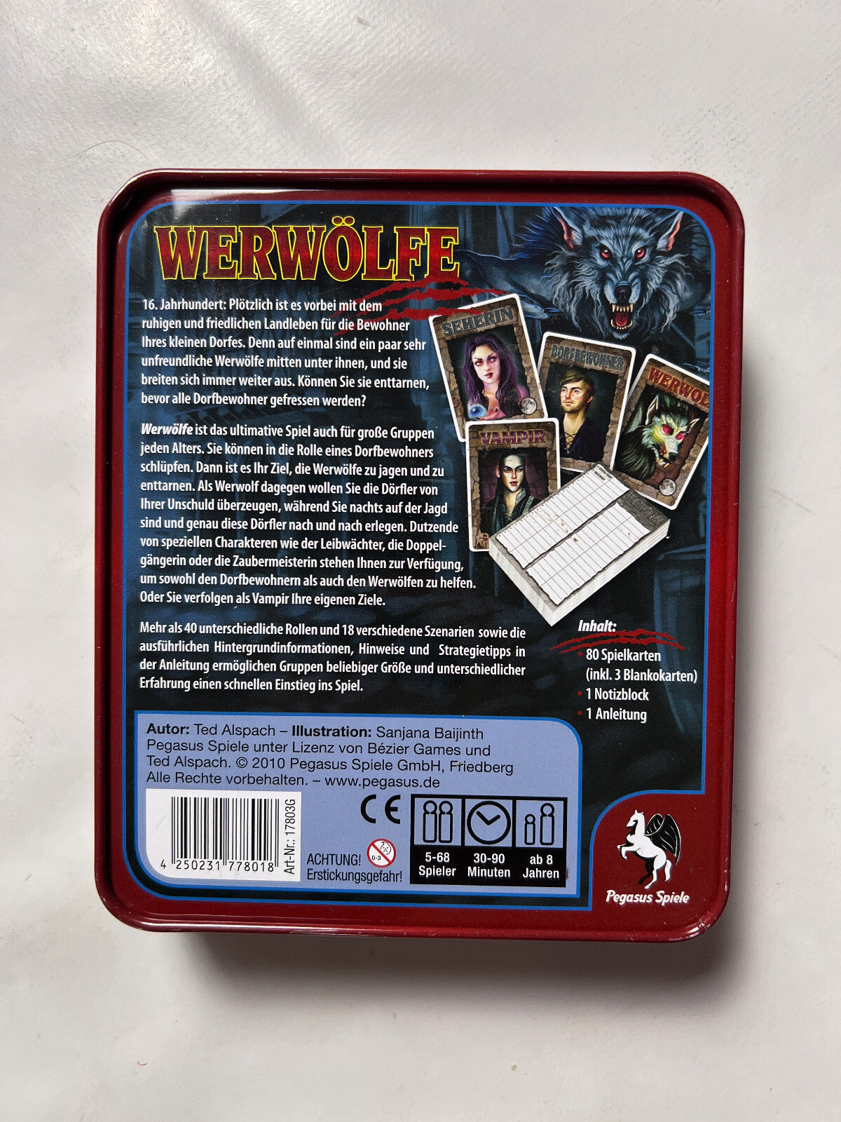 Ted Alspach Pegasus Spiele Werwölfe Kartenspiel Blechbox 2010 - Vollständig - Ansicht 9