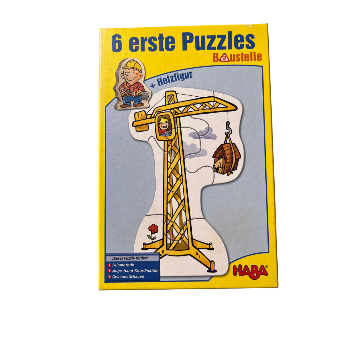 HABA Kinderpuzzle - Baustelle - 6 erste Puzzles + Holzfigur - Vollständig – Brettspielimperium