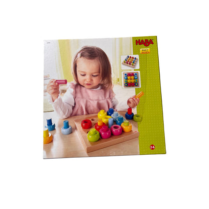 HABA Steckspiel Bunte Klötzchen Holz Motorikspielzeug Mehrfarbig - Vollständig – Brettspielimperium