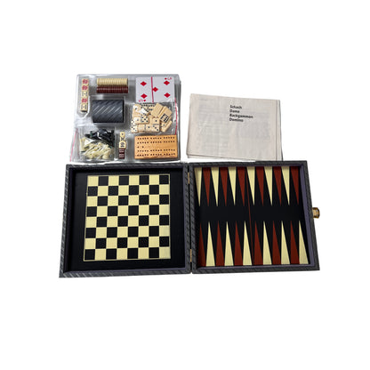 Backgammon Spiele Kunstleder-Koffer  26 x 23 cm geschlossen - Vollständig – Brettspielimperium