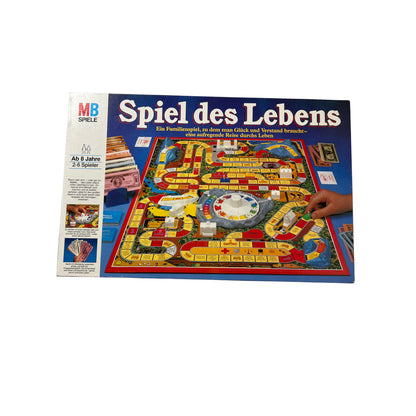 Spiel des Lebens MB 1984 Spiel blaue Ausgabe Brettspiel 2 Fahnen Vollständig – Brettspielimperium