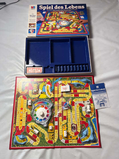 Spiel des Lebens MB 1984 Spiel blaue Ausgabe Brettspiel 2 Fahnen Vollständig - Ansicht 2