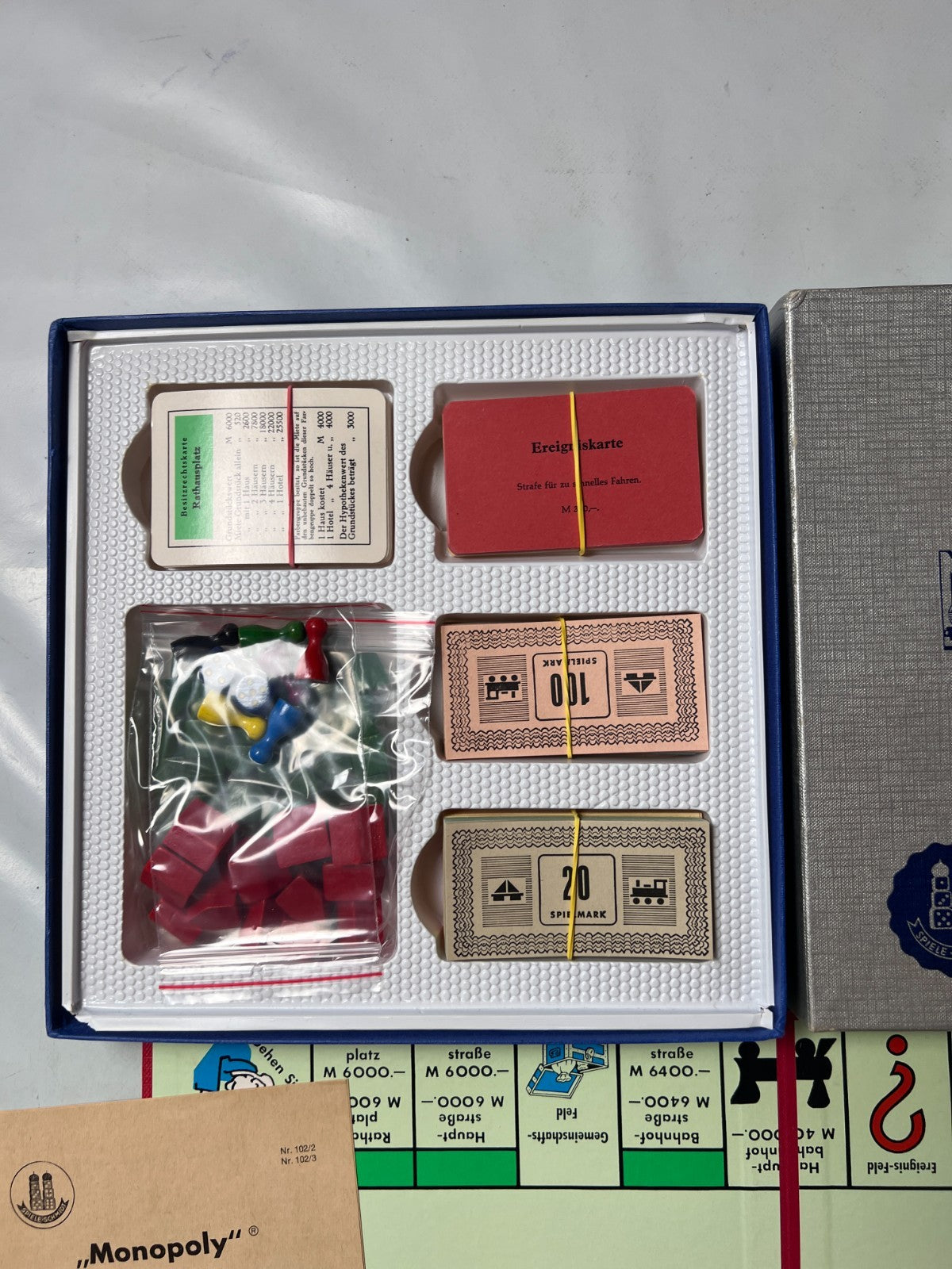 Monopoly Brettspiel Spiele Schmidt silber Vintage alt 60er Holz  Vollständig - Ansicht 3