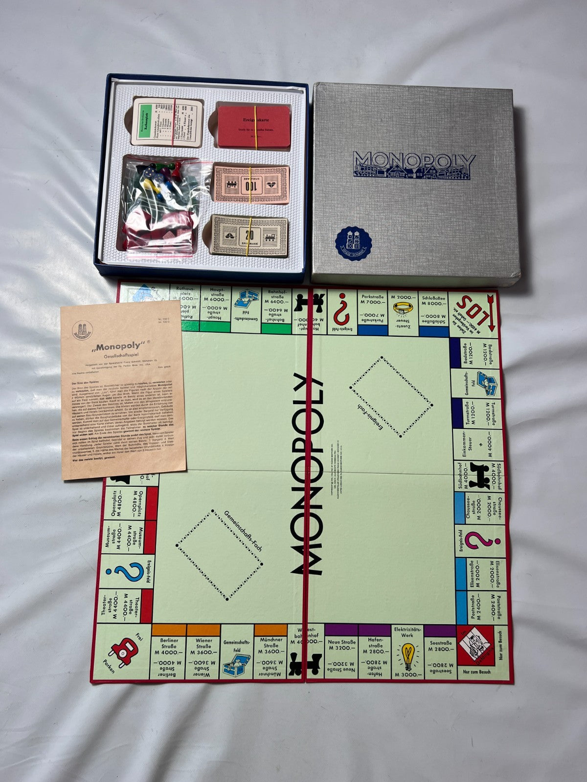 Monopoly Brettspiel Spiele Schmidt silber Vintage alt 60er Holz  Vollständig - Ansicht 2