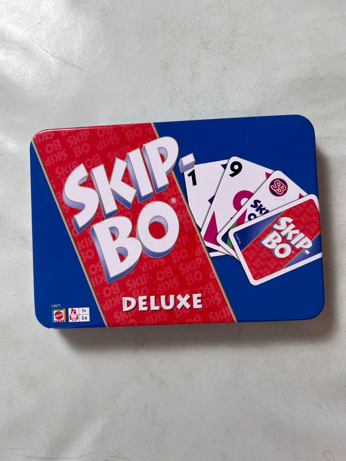 Skip Bo deluxe blau Metalldose Mattel 2006 Kartenspiel Spiel - Vollständig - Ansicht 4