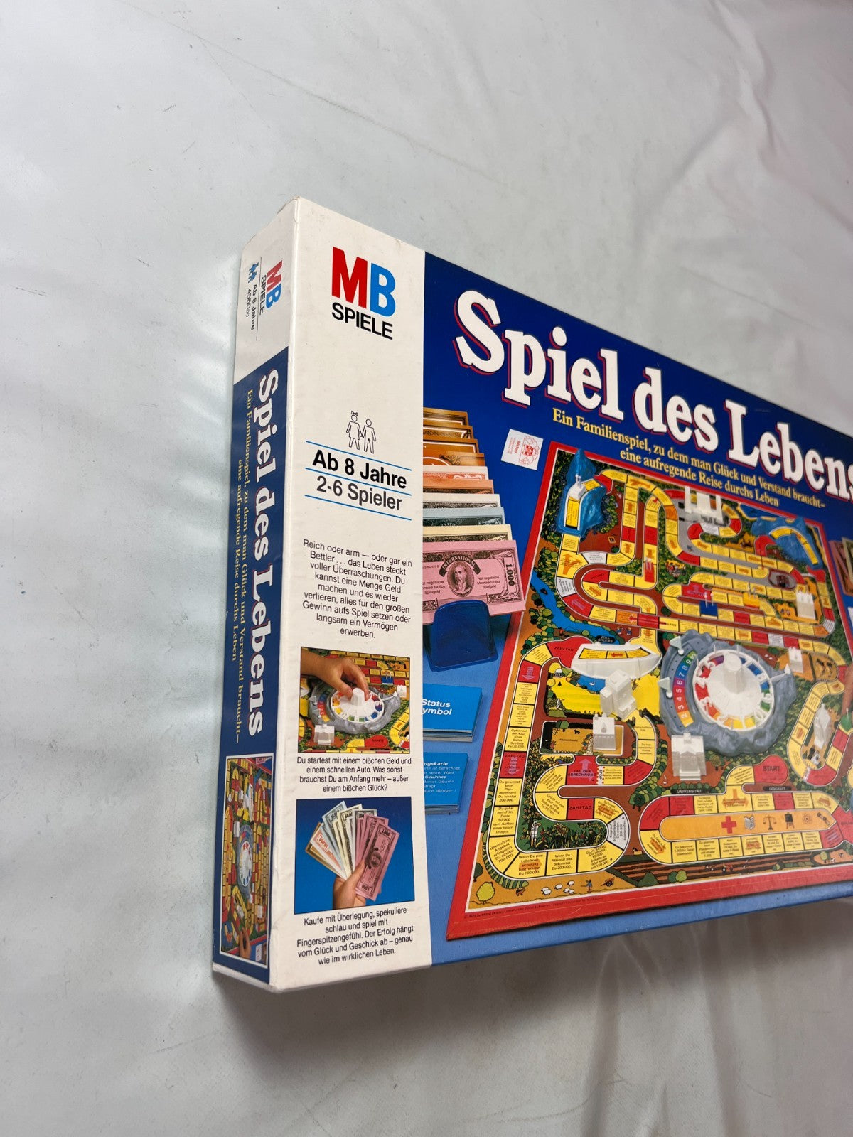Spiel des Lebens MB 1984 Spiel blaue Ausgabe Brettspiel 2 Fahnen Vollständig - Ansicht 9