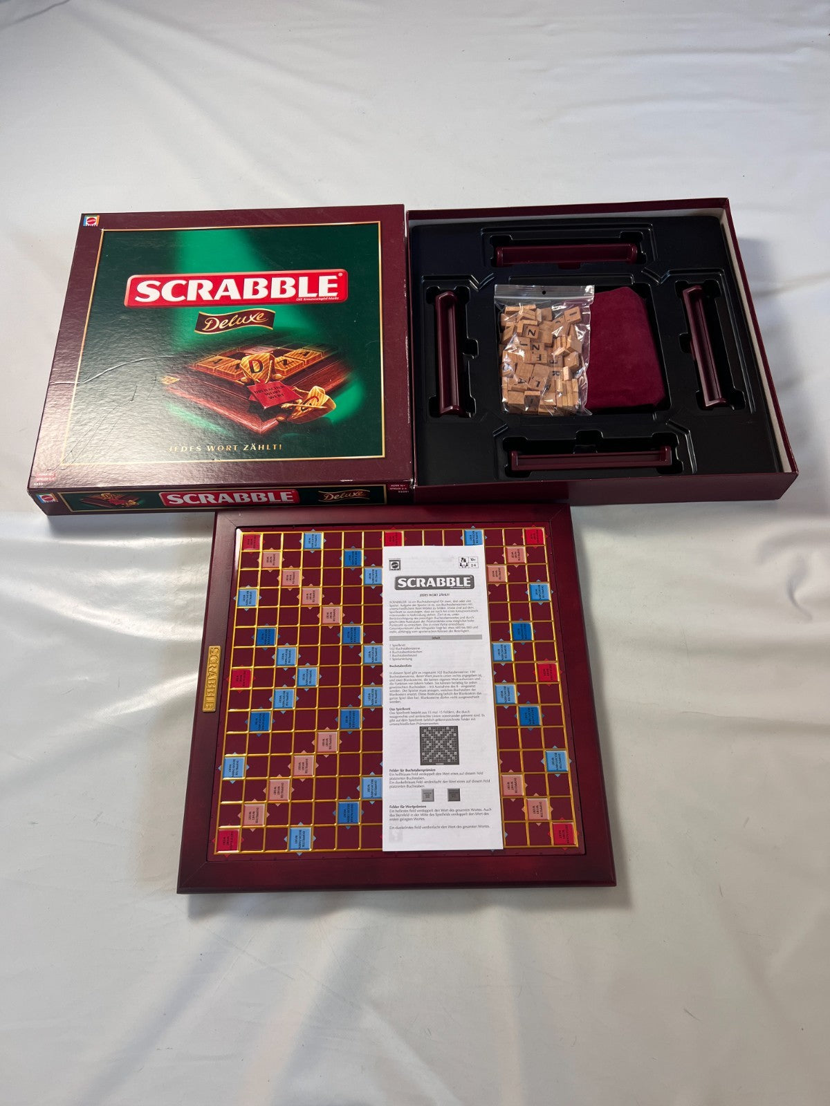 Scrabble Deluxe Spiel  Mattel 2008  Spielbrett drehbar + Holzrahmen Vollstäng - Ansicht 3