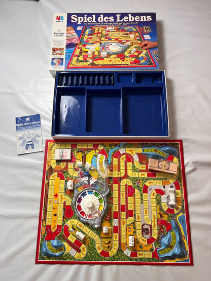 Spiel des Lebens MB 1984 Spiel blaue Ausgabe Brettspiel 2 Fahnen Vollständig - Ansicht 2