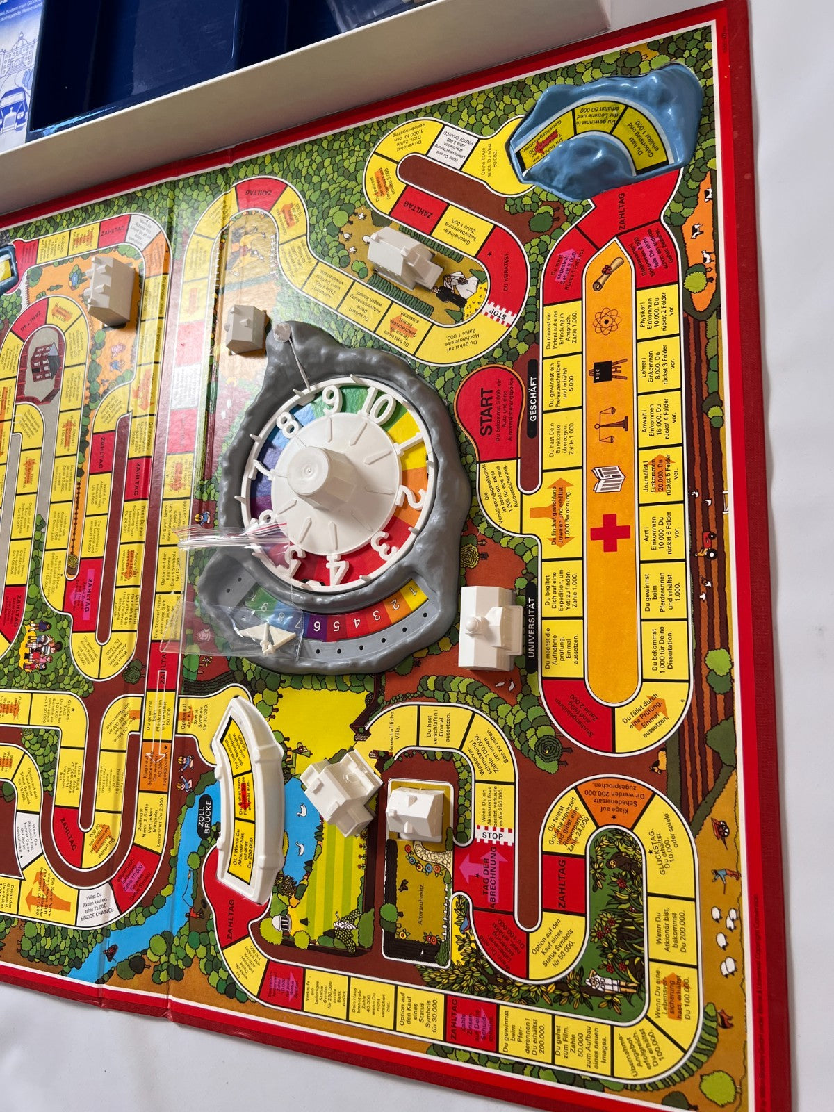 Spiel des Lebens MB 1984 Spiel blaue Ausgabe Brettspiel 2 Fahnen Vollständig - Ansicht 7