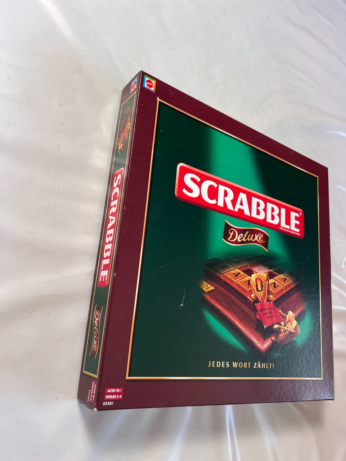Scrabble Deluxe Spiel  Mattel 2008  Spielbrett drehbar + Holzrahmen Vollstäng - Ansicht 5