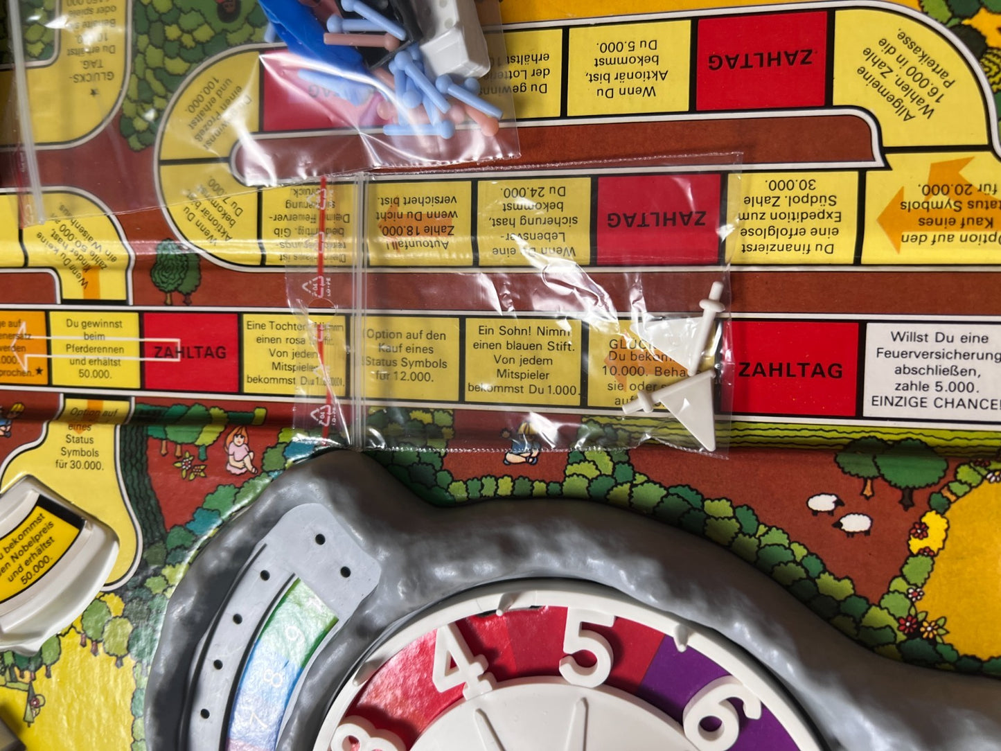 Spiel des Lebens MB 1984 Spiel blaue Ausgabe Brettspiel 2 Fahnen Vollständig - Ansicht 8