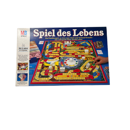 Spiel des Lebens MB 1984 Spiel blaue Ausgabe Brettspiel 2 Fahnen Vollständig - Ansicht 1