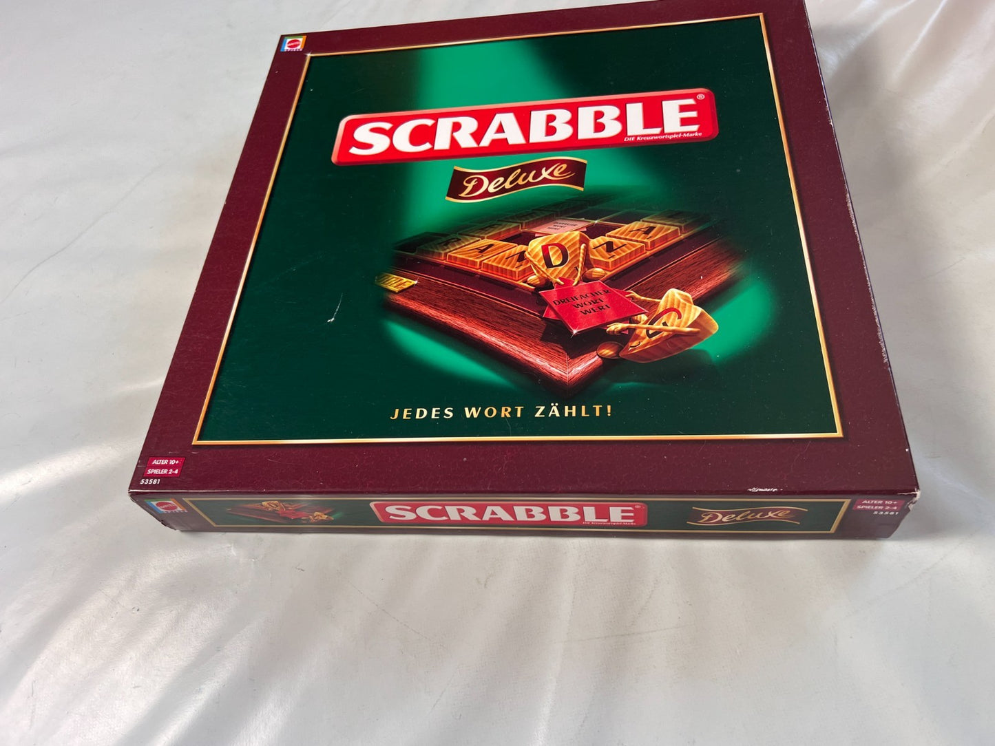 Scrabble Deluxe Spiel  Mattel 2008  Spielbrett drehbar + Holzrahmen Vollstäng - Ansicht 8