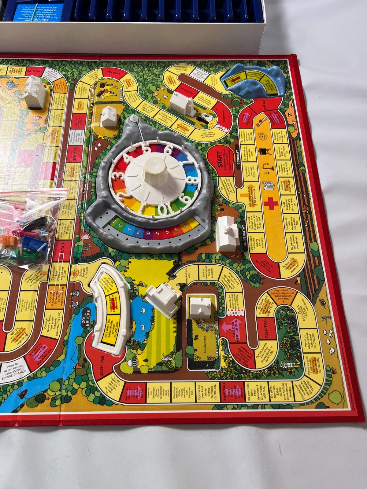 Spiel des Lebens MB 1984 Spiel blaue Ausgabe Brettspiel 2 Fahnen Vollständig - Ansicht 5