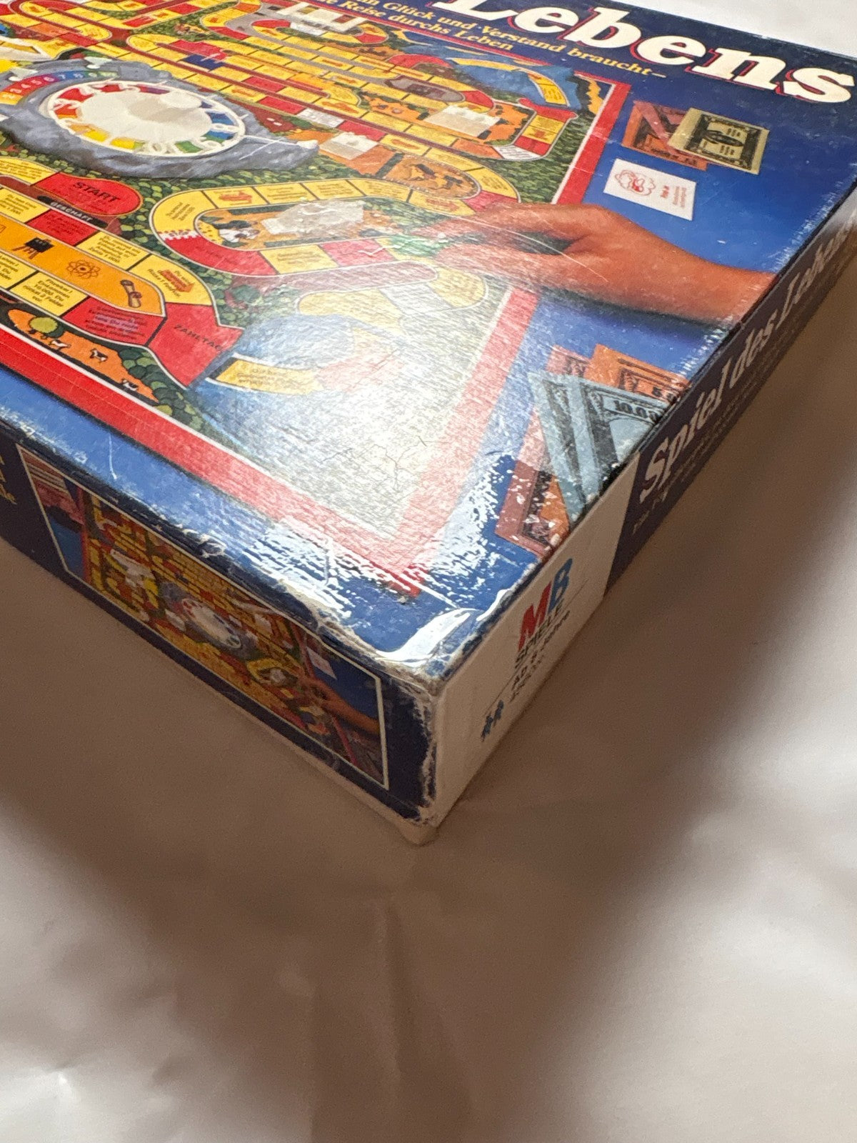 Spiel des Lebens MB 1984 Spiel blaue Ausgabe Brettspiel 2 Fahnen Vollständig - Ansicht 4