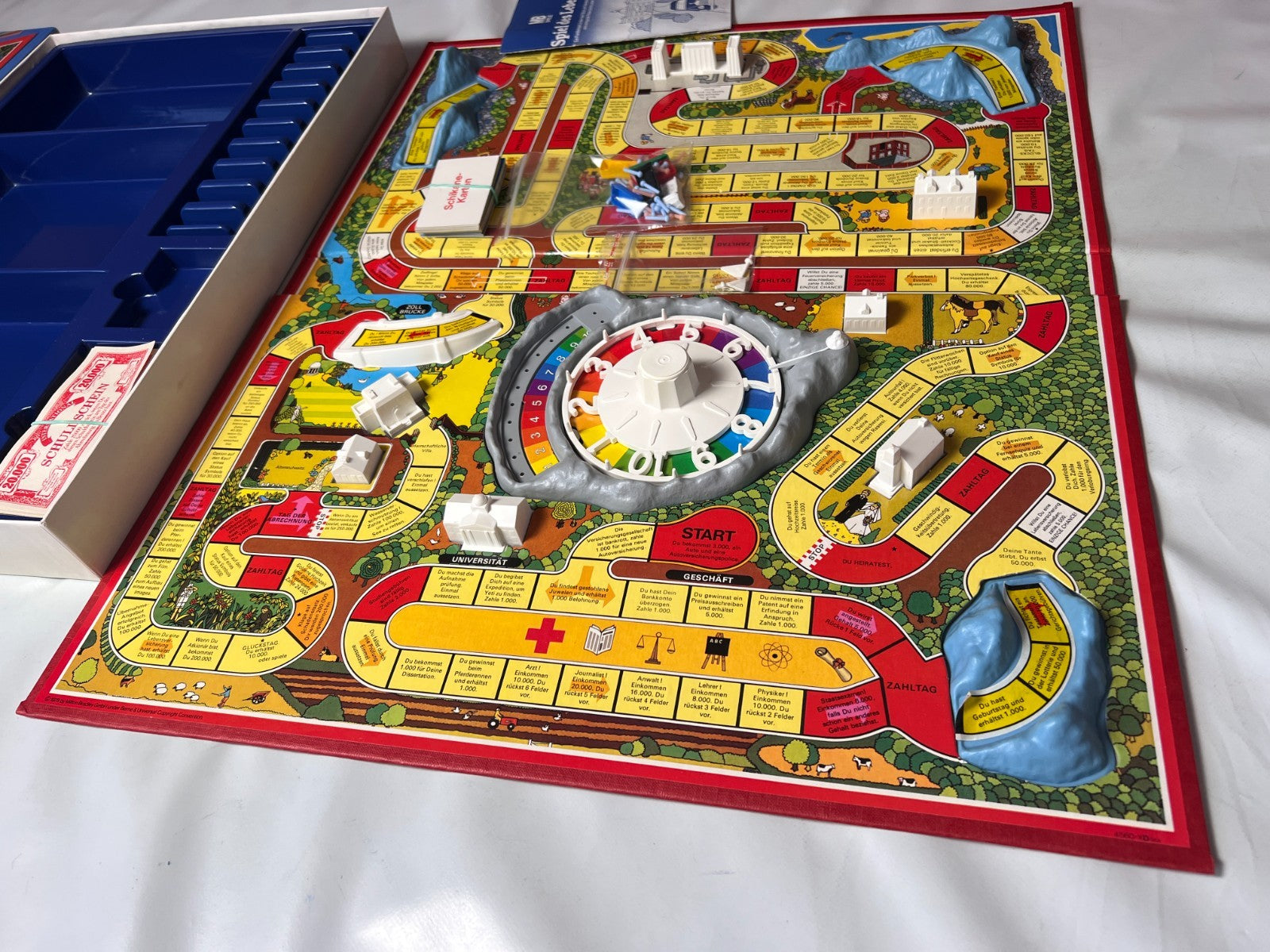 Spiel des Lebens MB 1984 Spiel blaue Ausgabe Brettspiel 2 Fahnen Vollständig - Ansicht 7