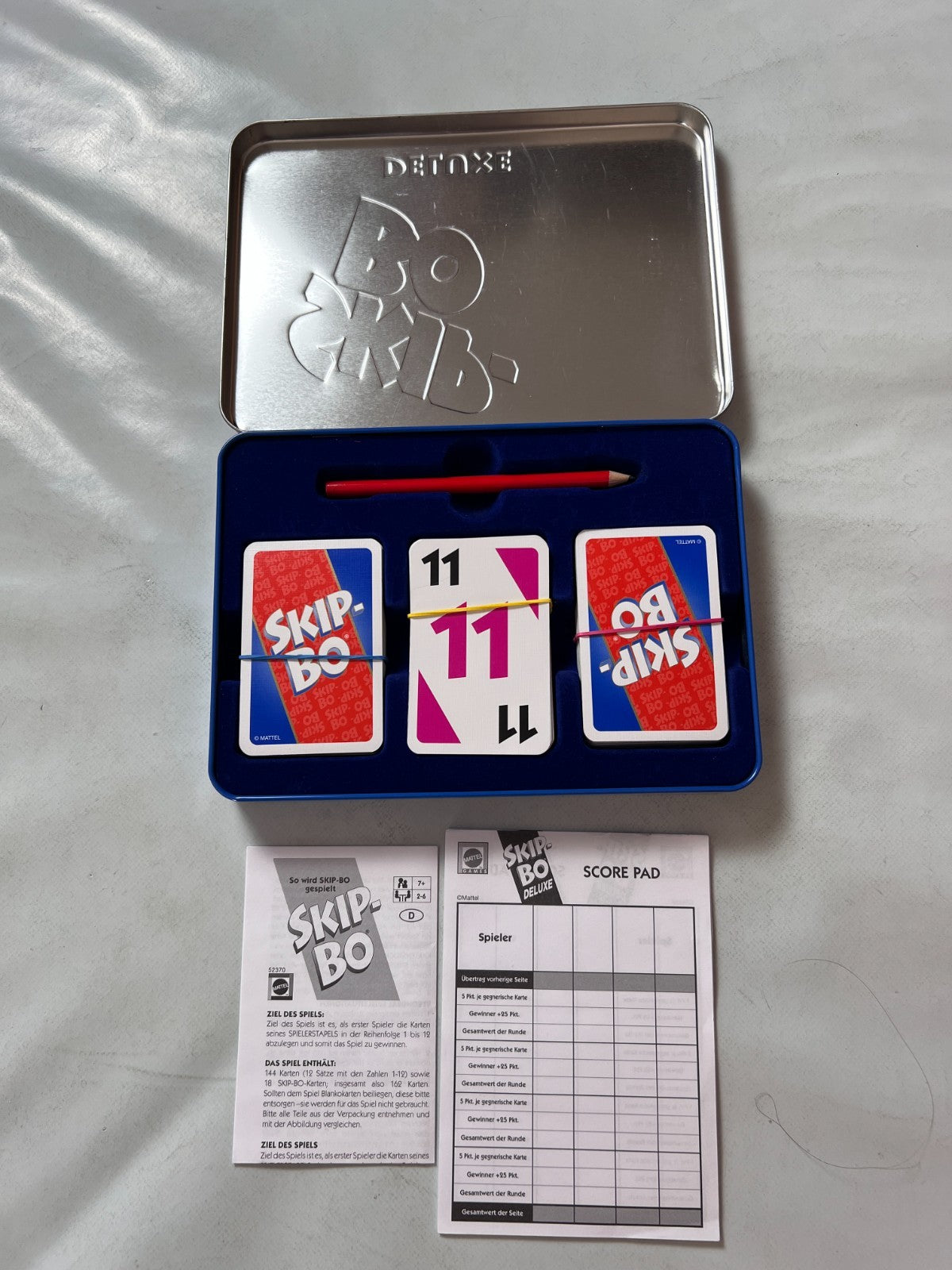 Skip Bo deluxe blau Metalldose Mattel 2006 Kartenspiel Spiel - Vollständig - Ansicht 2