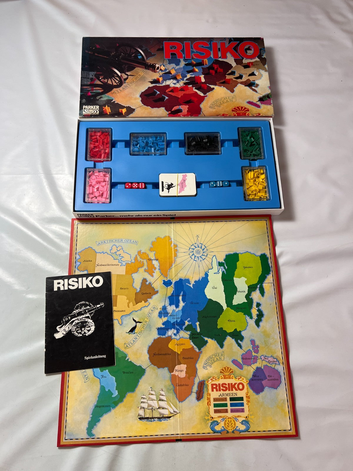 Brettspiel - RISIKO ERSTAUSGABE Schwarz - PARKER 1975 - Vollständig - Ansicht 2