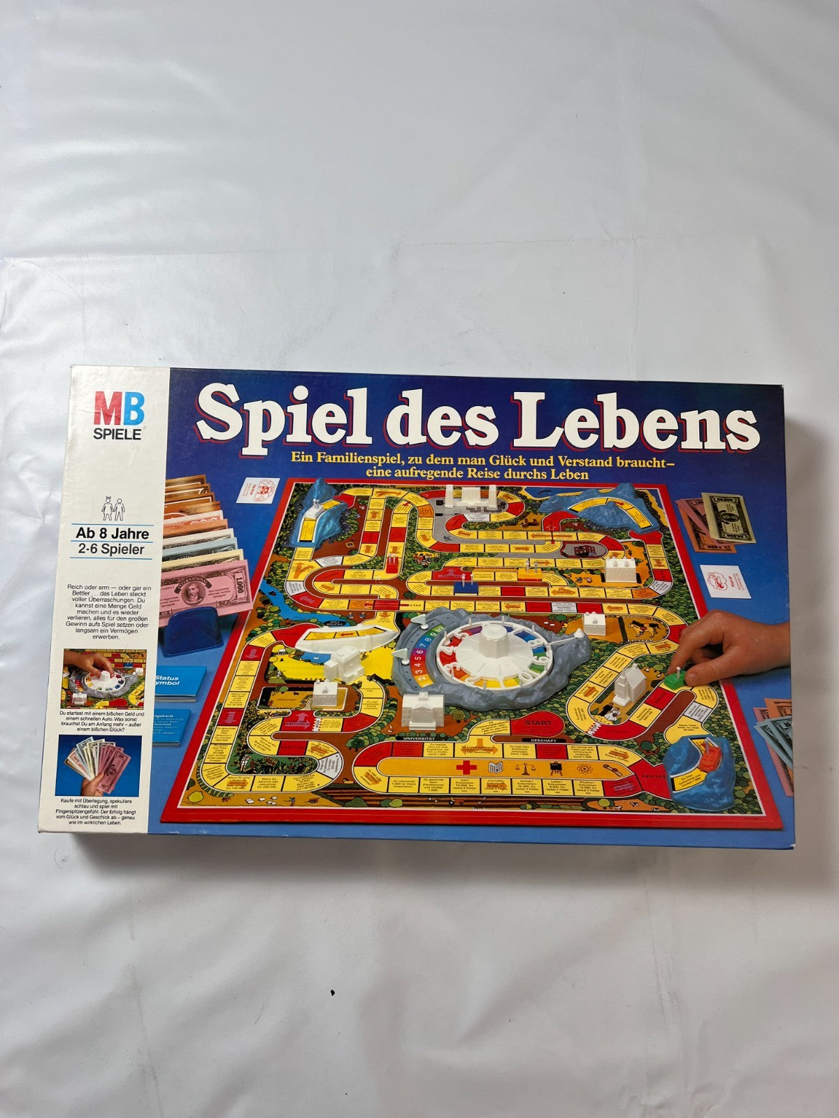 Spiel des Lebens MB 1984 Spiel blaue Ausgabe Brettspiel 2 Fahnen Vollständig - Ansicht 10