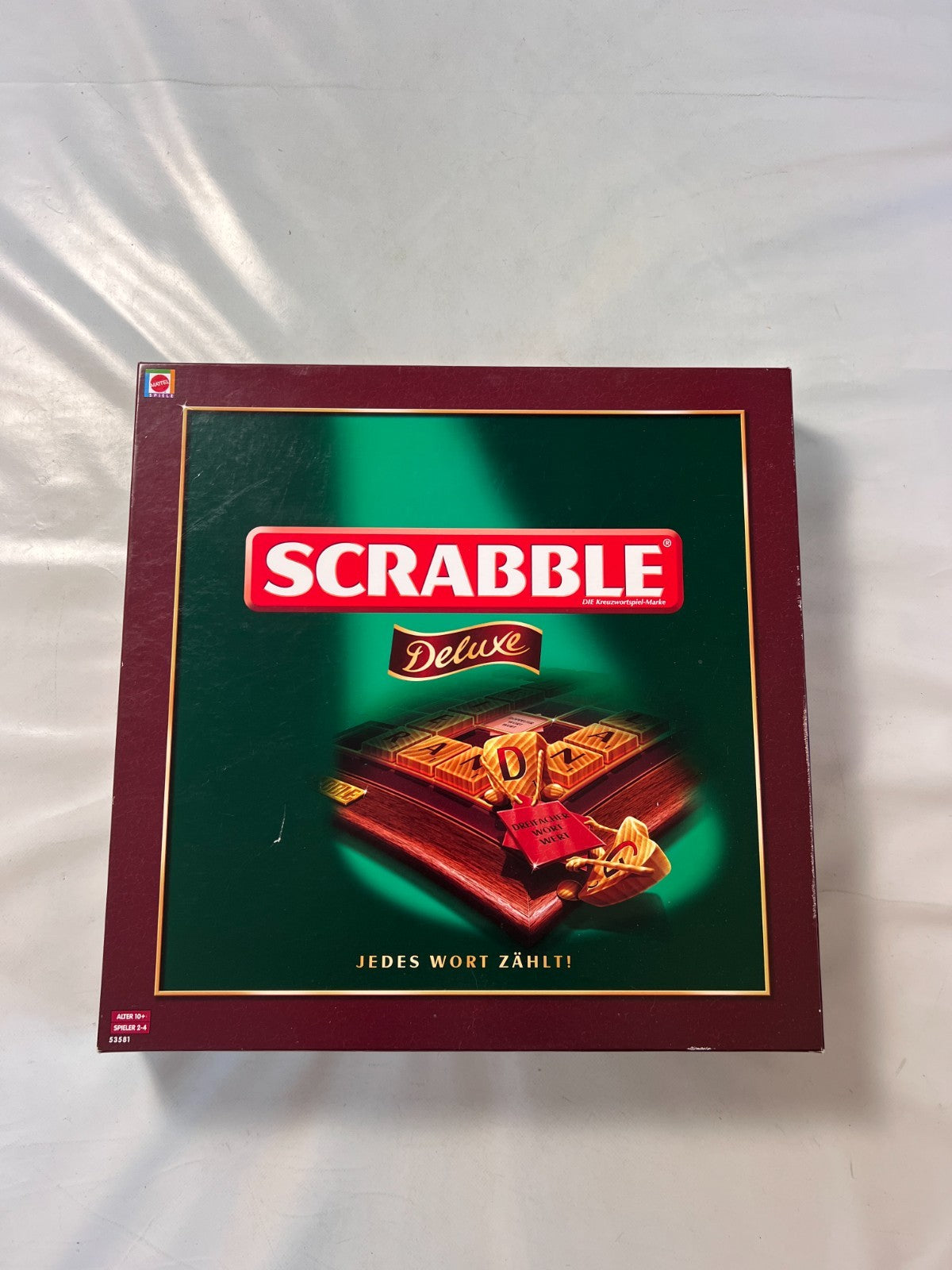 Scrabble Deluxe Spiel  Mattel 2008  Spielbrett drehbar + Holzrahmen Vollstäng - Ansicht 4