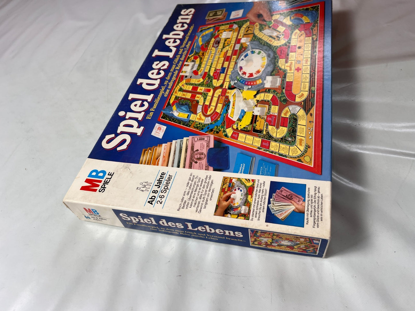 Spiel des Lebens MB 1984 Spiel blaue Ausgabe Brettspiel 2 Fahnen Vollständig - Ansicht 9