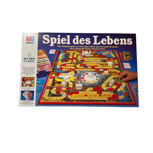 Spiel des Lebens MB 1984 Spiel blaue Ausgabe Brettspiel 2 Fahnen Vollständig - Ansicht 1