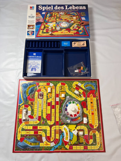 Spiel des Lebens MB 1984 Spiel blaue Ausgabe Brettspiel 2 Fahnen Vollständig - Ansicht 2
