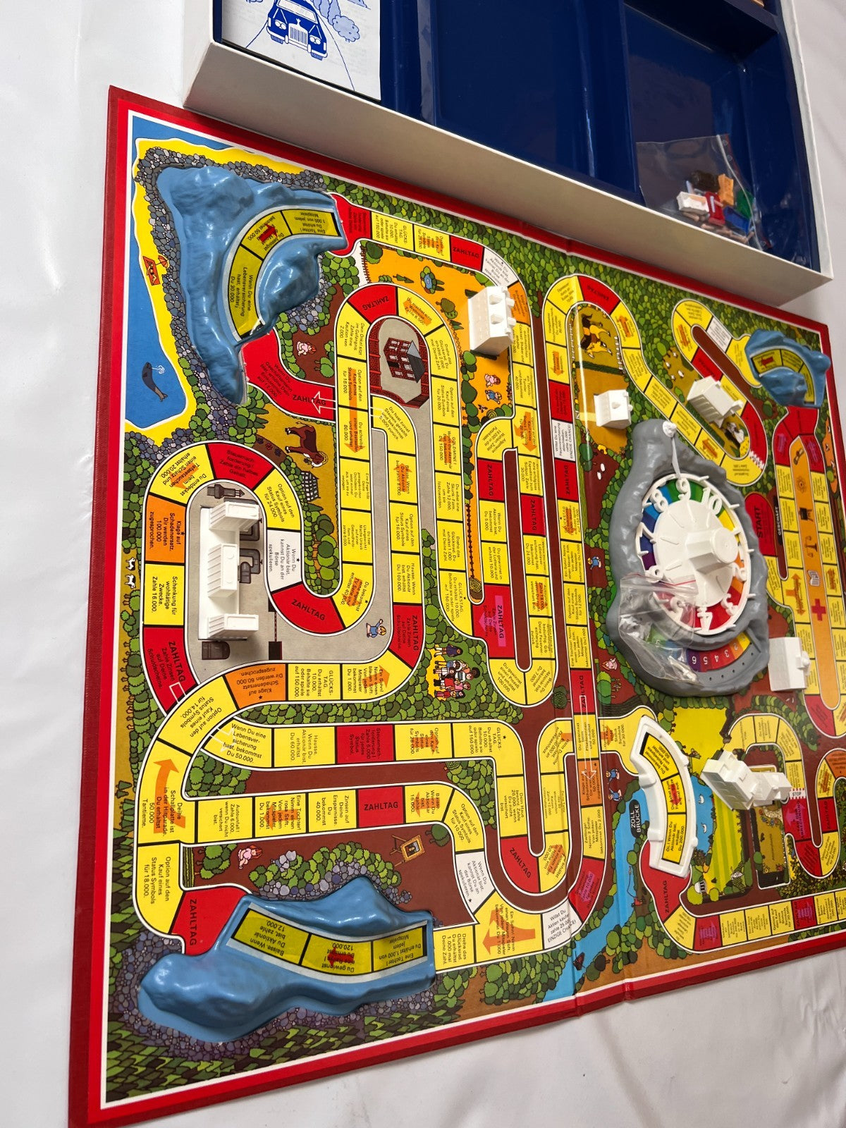 Spiel des Lebens MB 1984 Spiel blaue Ausgabe Brettspiel 2 Fahnen Vollständig - Ansicht 6
