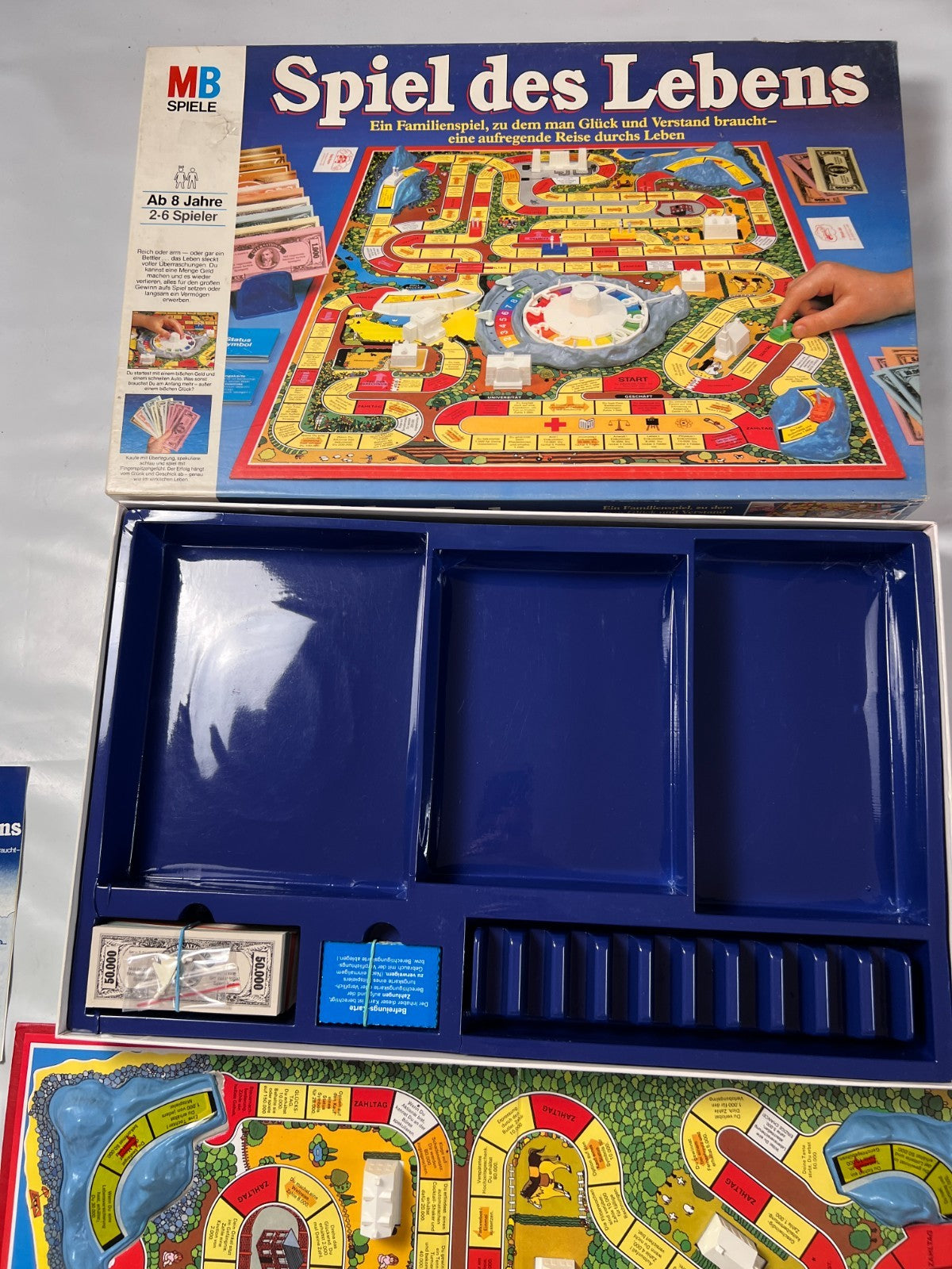 Spiel des Lebens MB 1984 Spiel blaue Ausgabe Brettspiel 2 Fahnen Vollständig - Ansicht 7