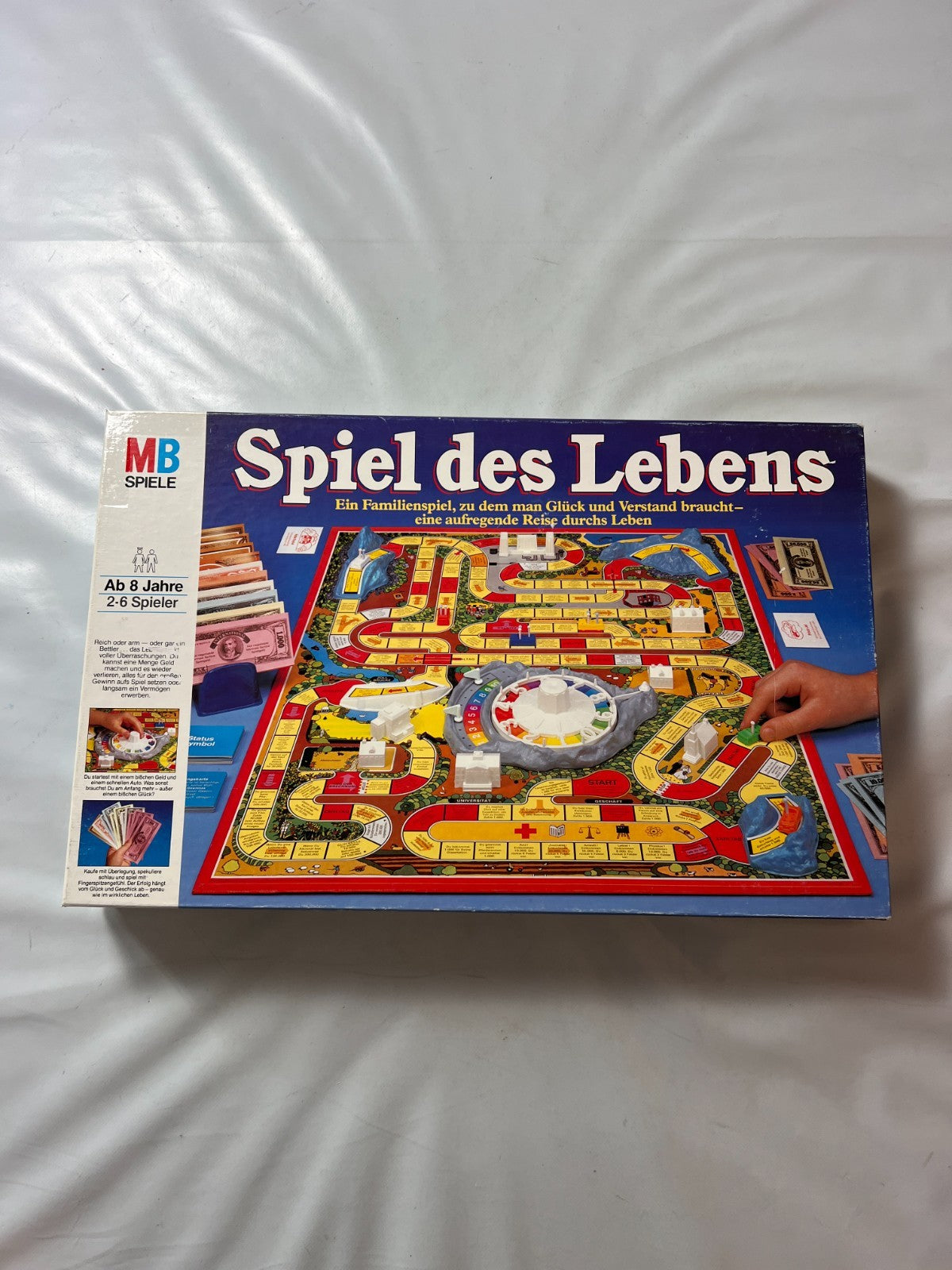 Spiel des Lebens MB 1984 Spiel blaue Ausgabe Brettspiel 2 Fahnen Vollständig - Ansicht 9