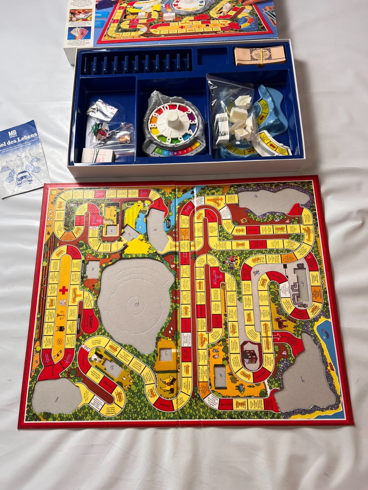 Spiel des Lebens MB 1984 Spiel blaue Ausgabe Brettspiel 2 Fahnen Vollständig - Ansicht 8