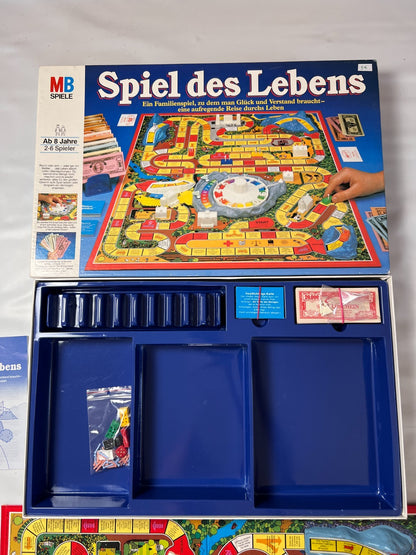 Spiel des Lebens MB 1984 Spiel blaue Ausgabe Brettspiel 2 Fahnen Vollständig - Ansicht 3