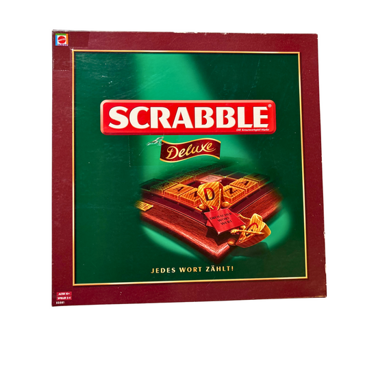 Scrabble Deluxe Spiel  Mattel 2008  Spielbrett drehbar + Holzrahmen Vollstäng - Ansicht 1