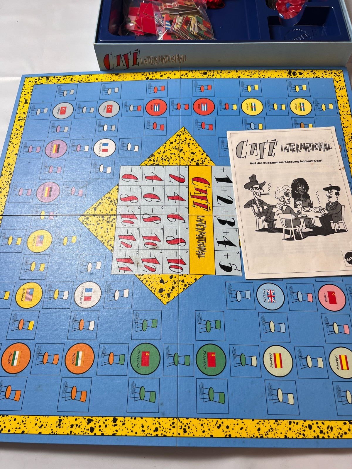 Café International - Brettspiel von Mattel - Vollständig Brett Karton Fleckig - Ansicht 7
