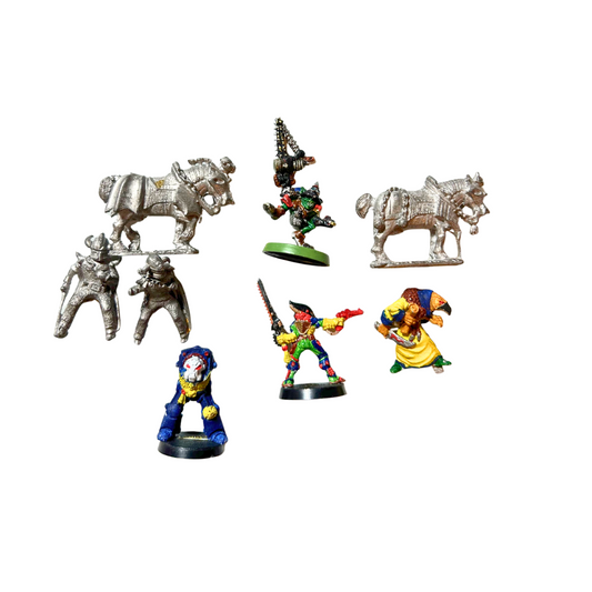 8 x Warhammer (Warhammer 40k) Figuren Miniaturen Zinn teils bemalt - Ansicht 1