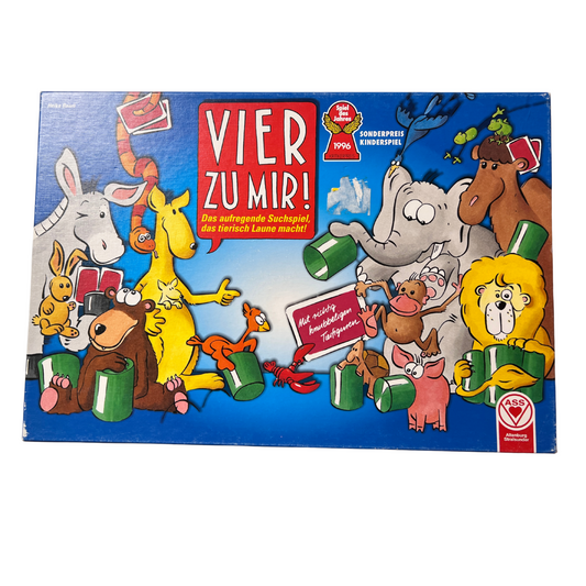 Vier Zu Mir! Brettspiel 90er Kinderspiel ASS 1996 Tierfiguren  Vollständig - Ansicht 1