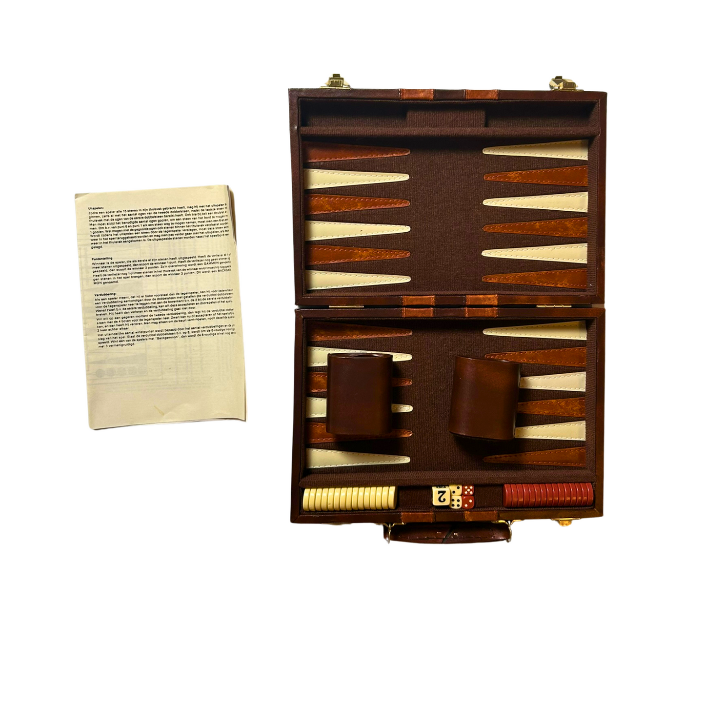 Backgammon Koffer - Braun 27x19cm geschlossen - Vollständig - Ansicht 1