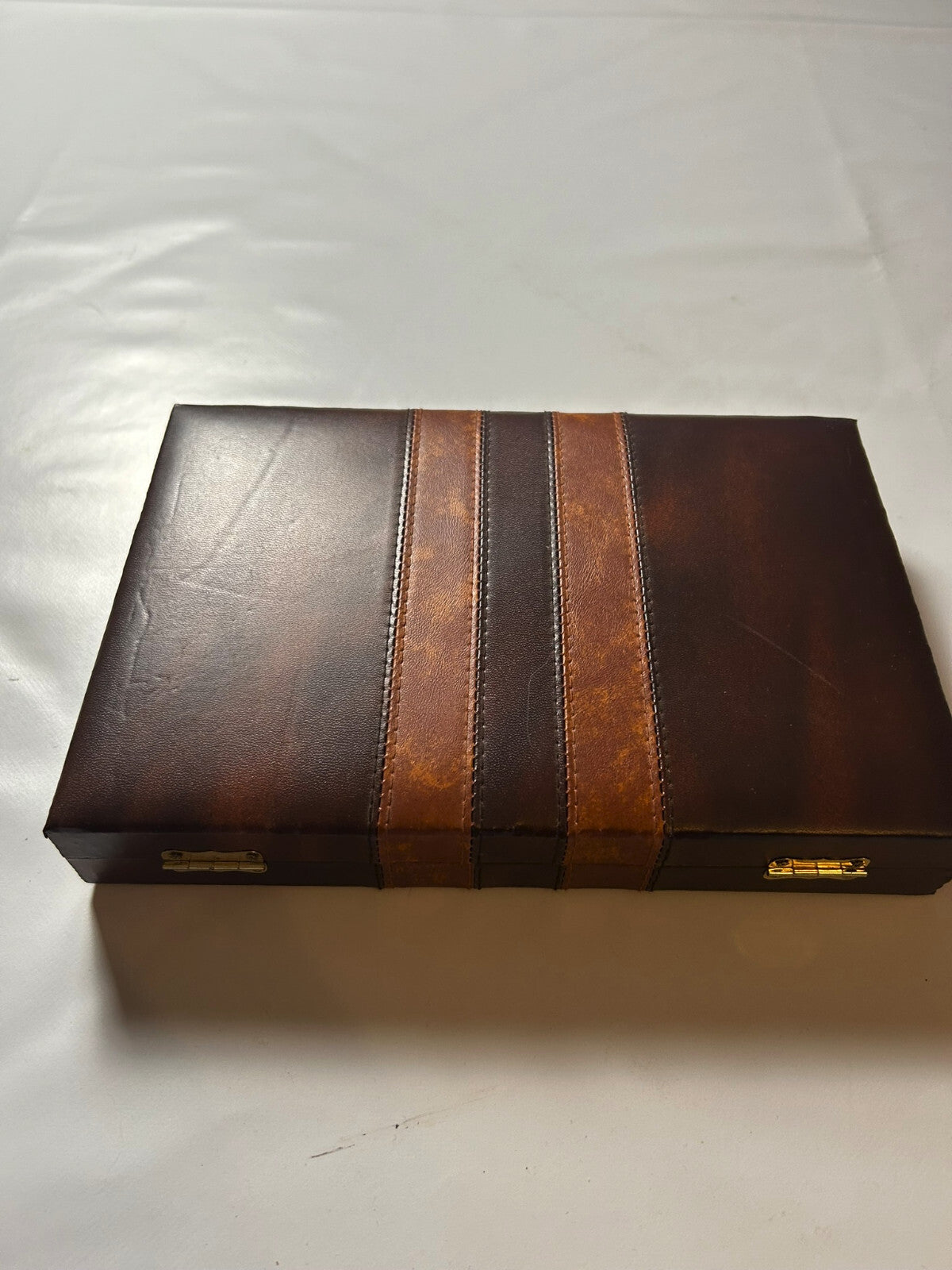 Backgammon Koffer - Braun 27x19cm geschlossen - Vollständig - Ansicht 3
