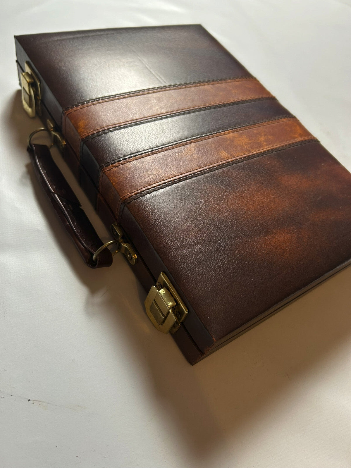 Backgammon Koffer - Braun 27x19cm geschlossen - Vollständig - Ansicht 5