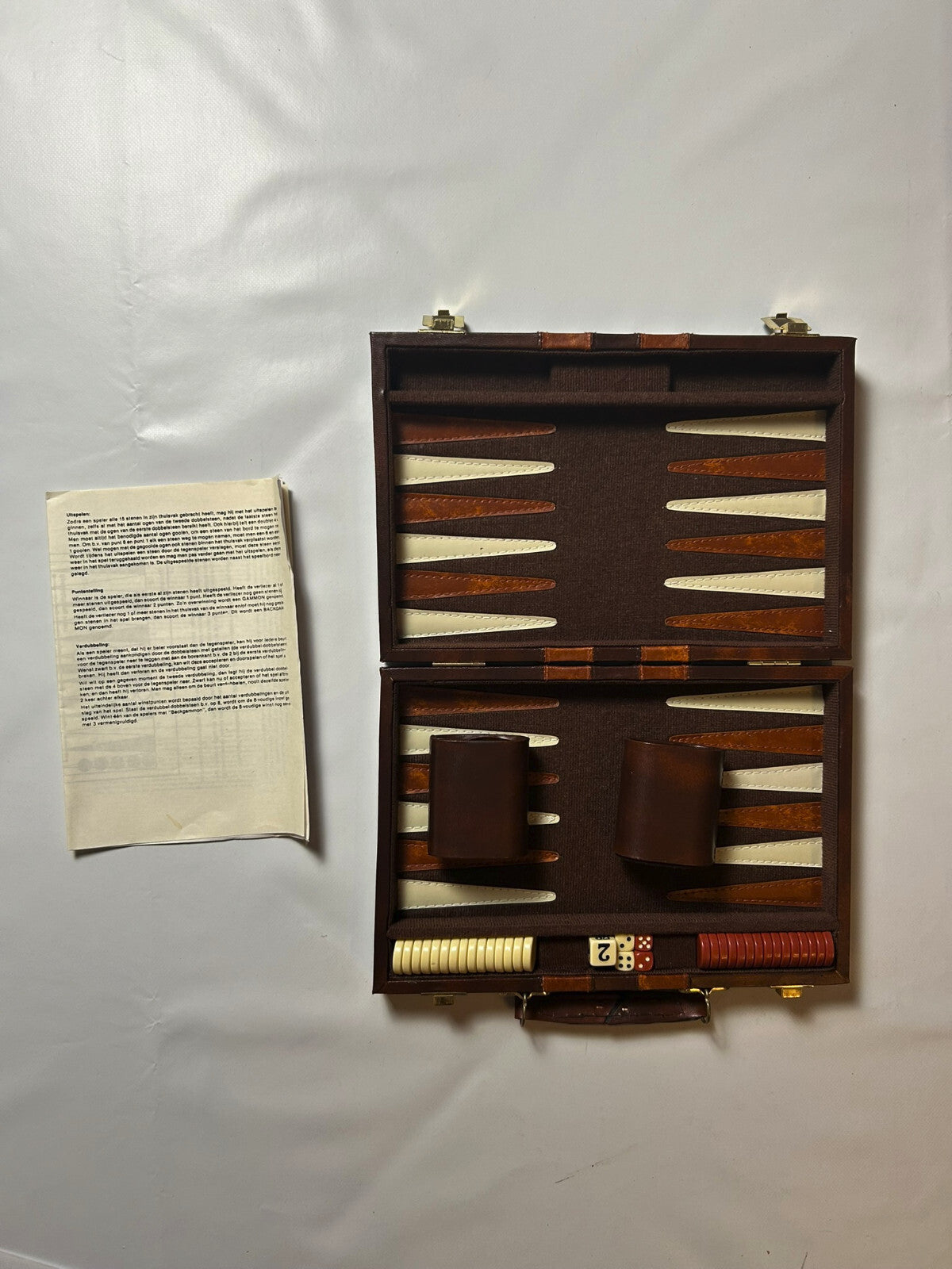 Backgammon Koffer - Braun 27x19cm geschlossen - Vollständig - Ansicht 6