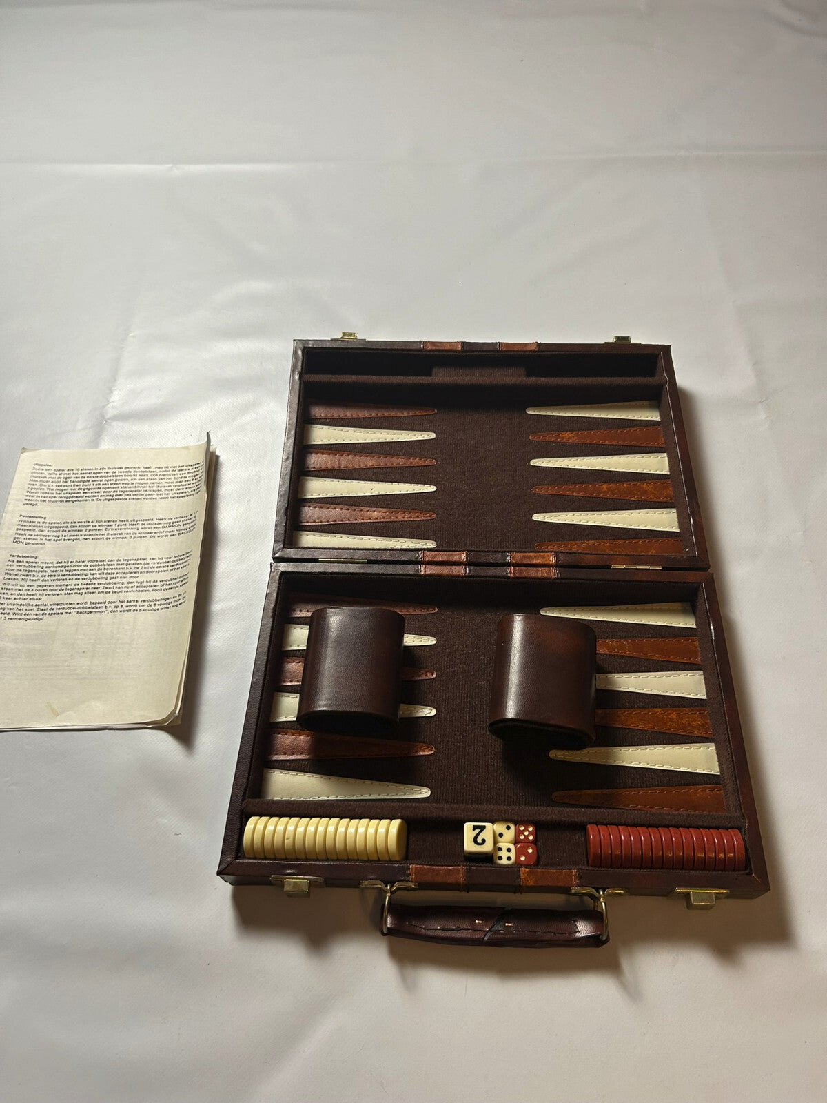 Backgammon Koffer - Braun 27x19cm geschlossen - Vollständig - Ansicht 7