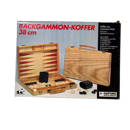 Backgammon Koffer HARTUNG Spiele 38 cm Vintage Eiche Hell Holz  Vollständig - Ansicht 1