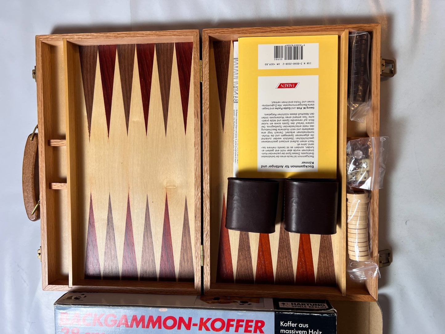 Backgammon Koffer HARTUNG Spiele 38 cm Vintage Eiche Hell Holz  Vollständig - Ansicht 3