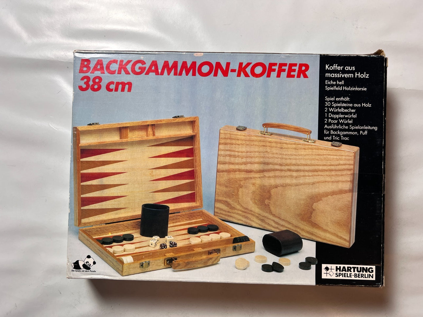 Backgammon Koffer HARTUNG Spiele 38 cm Vintage Eiche Hell Holz  Vollständig - Ansicht 4