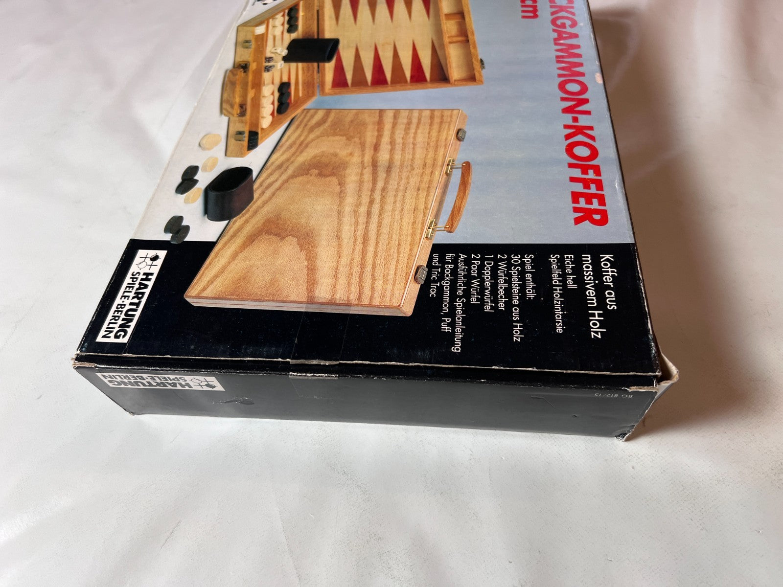 Backgammon Koffer HARTUNG Spiele 38 cm Vintage Eiche Hell Holz  Vollständig - Ansicht 7