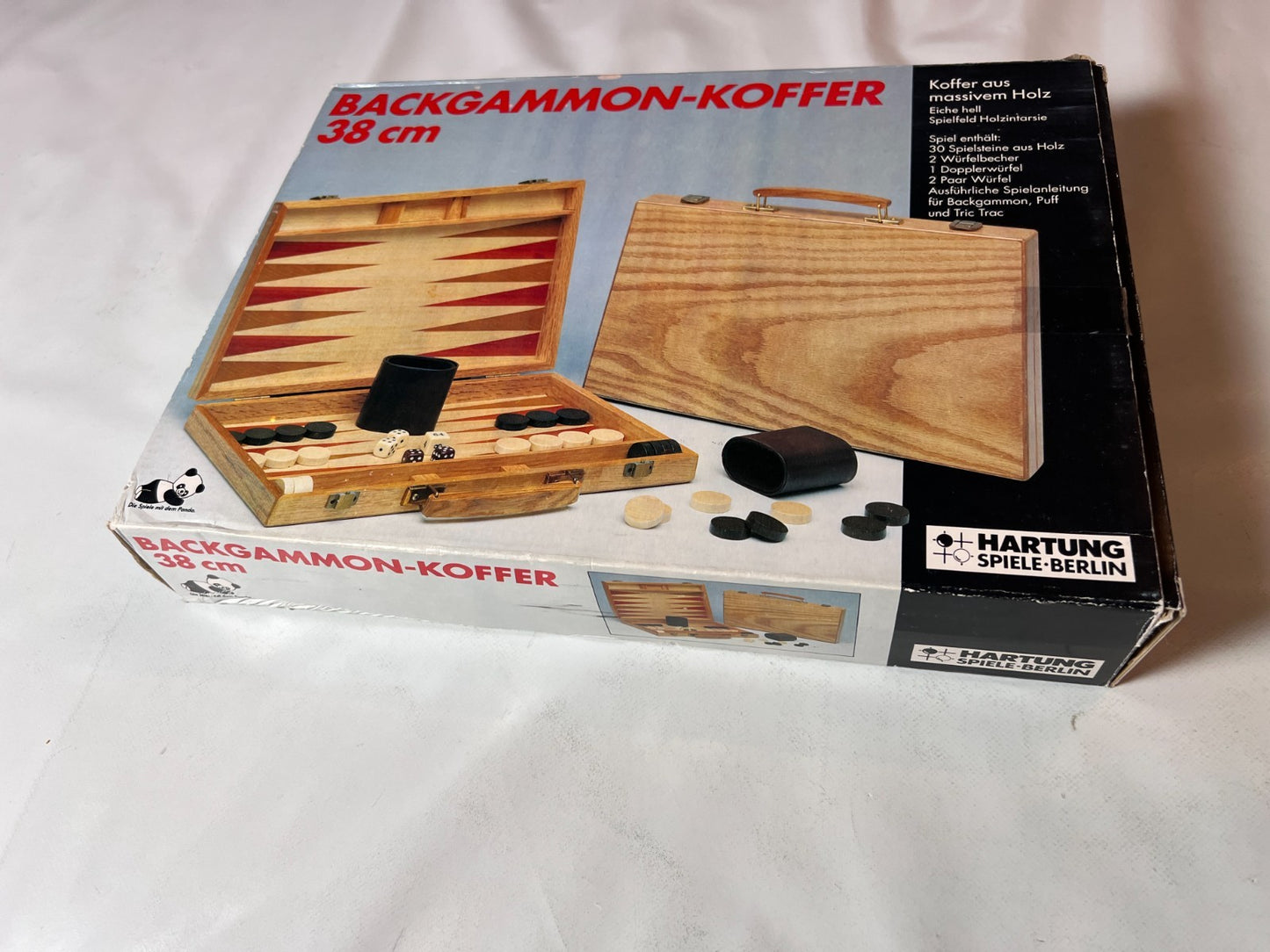 Backgammon Koffer HARTUNG Spiele 38 cm Vintage Eiche Hell Holz  Vollständig - Ansicht 8